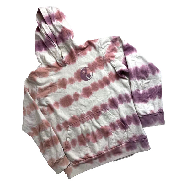 Tiny‎ Whales Girls Purple Pink Tie Dye Pullover Hoodie 100% Cotton 12-14 - Picture 1 of 6